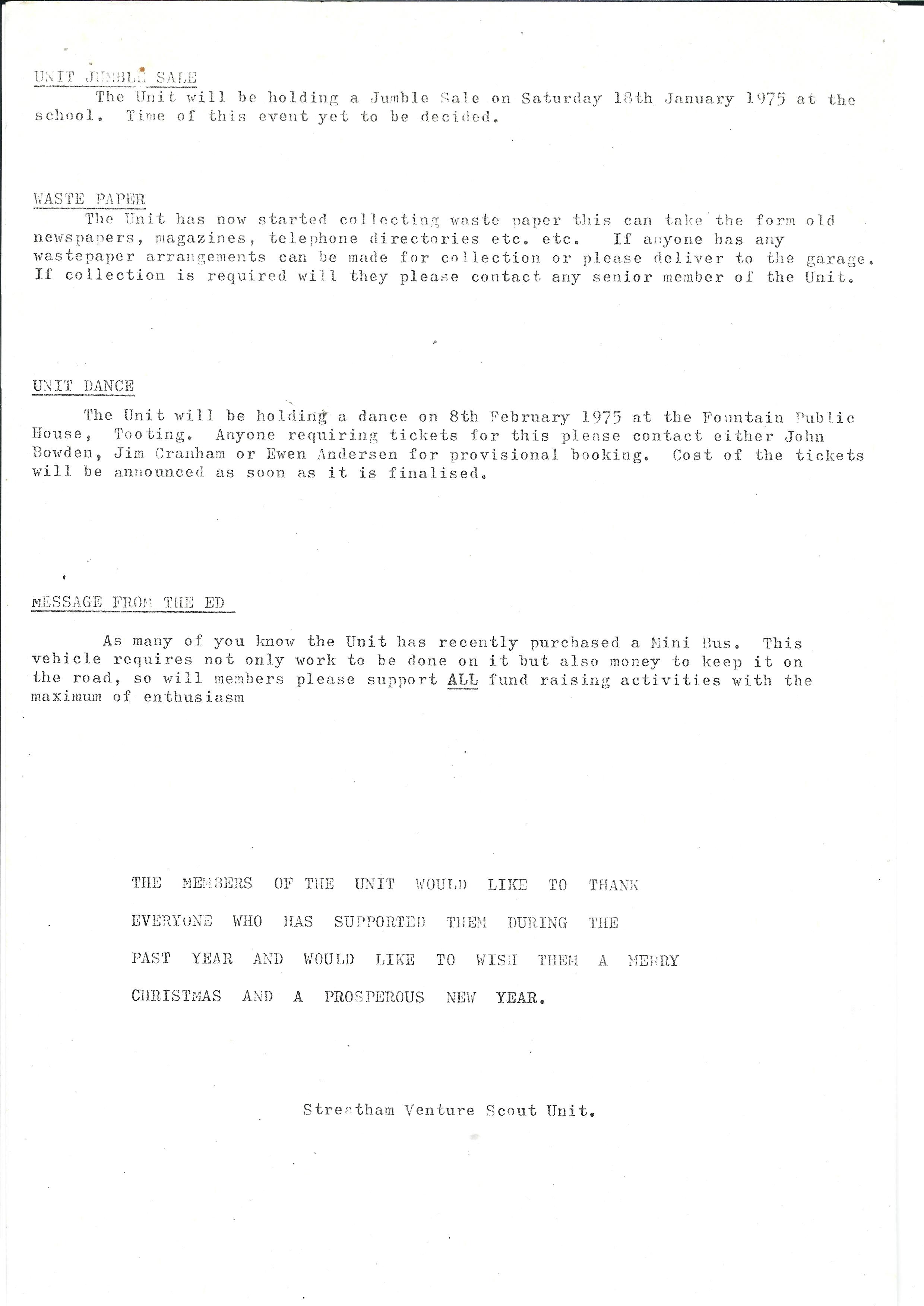 Newsletter Dec 74