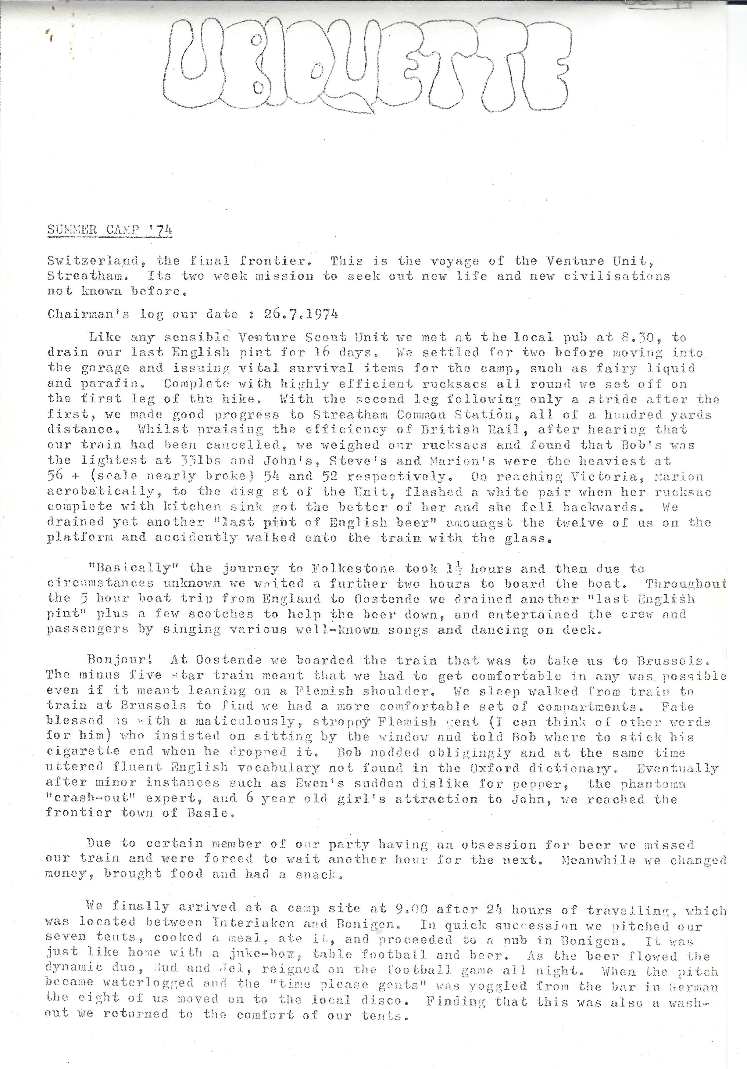 Newsletter Oct 1974