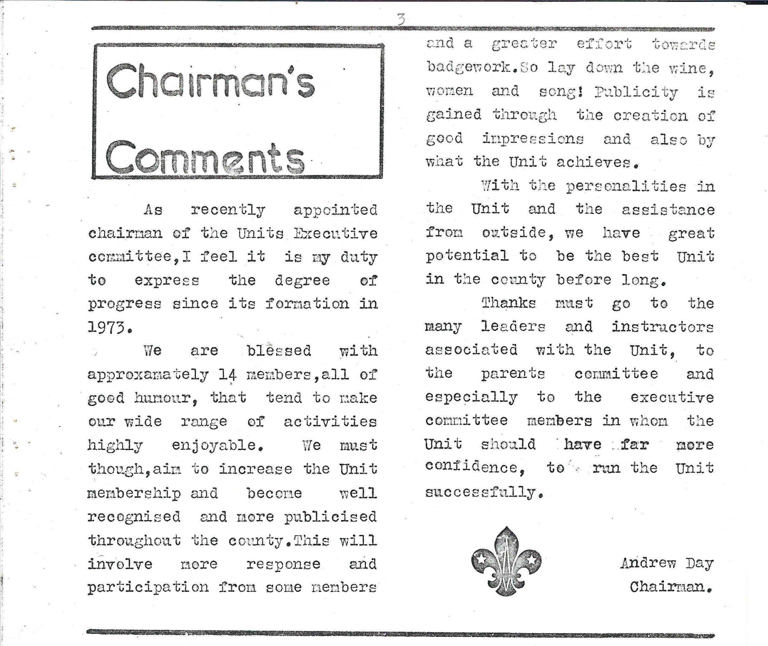 Chairman's Comments