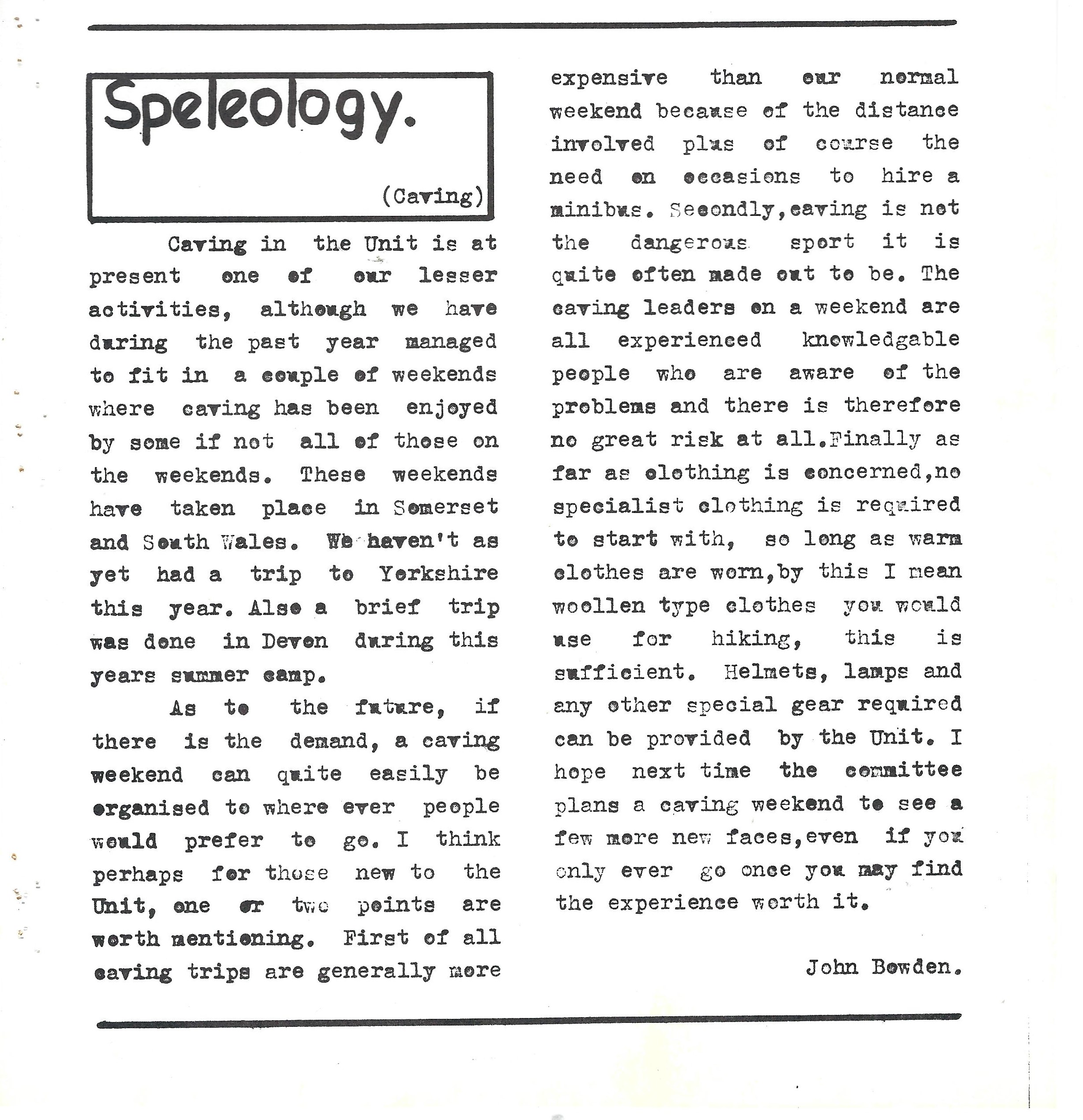 Speleology