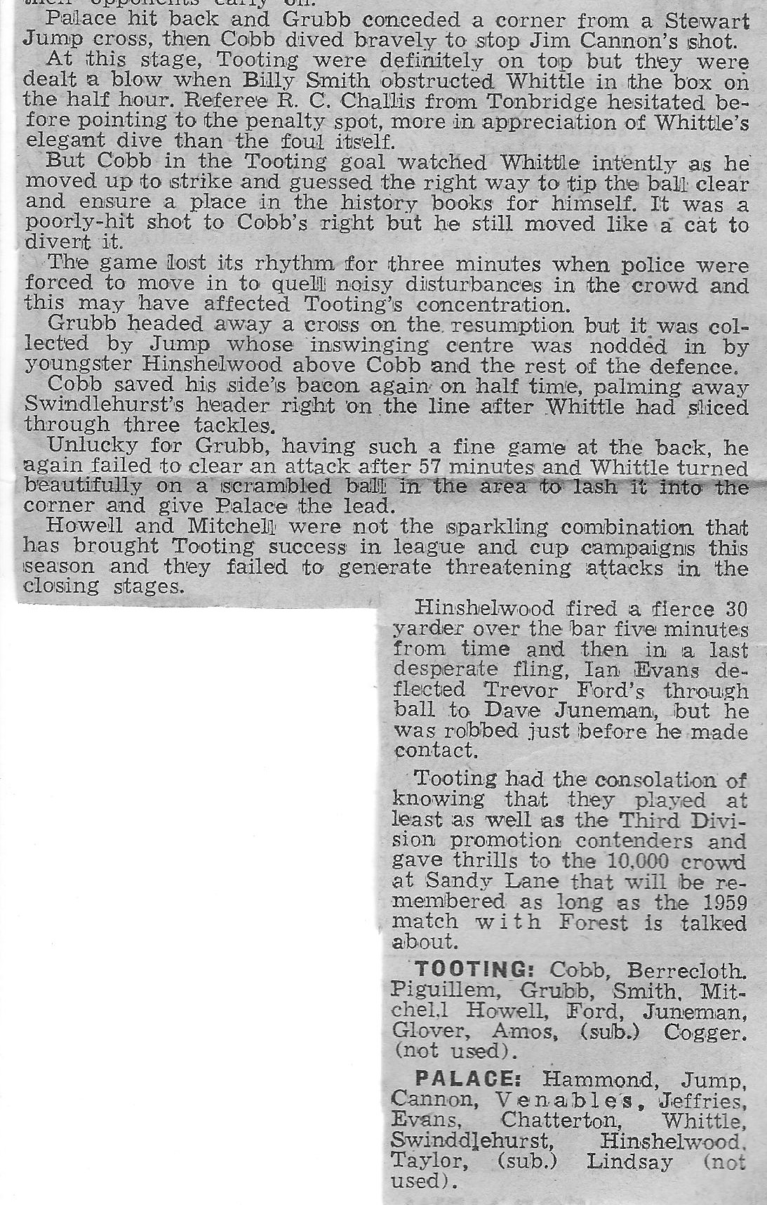 SN Match Report